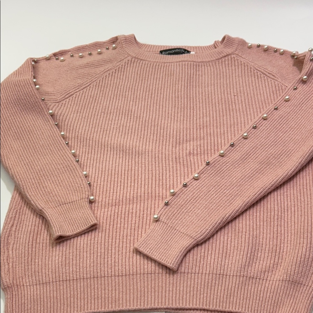 Commonwealth Pink Sweater with Pearl Accents